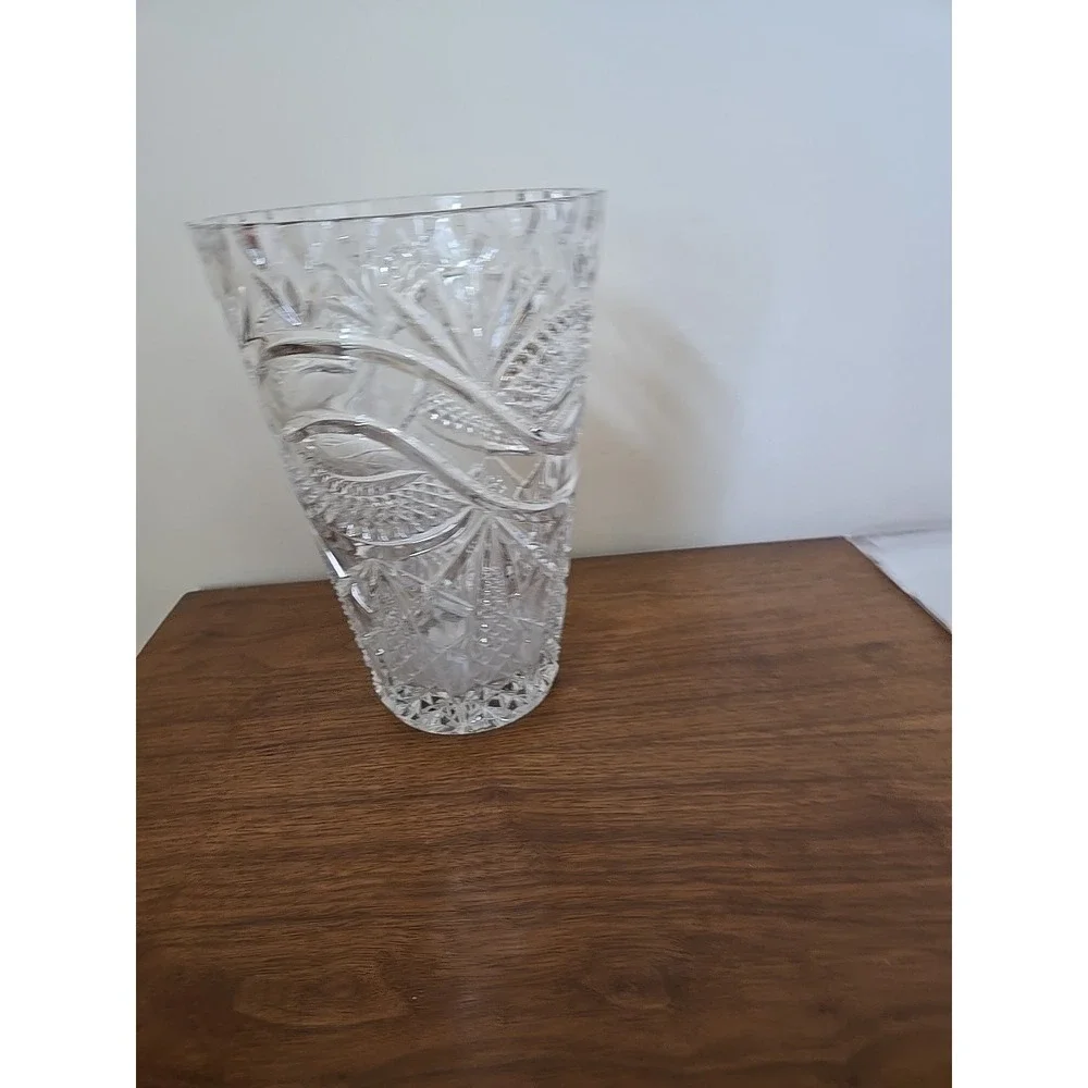 Vintage Lead Crystal Glass Vase 10